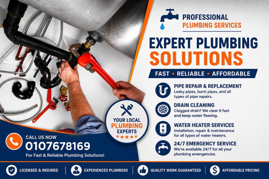 Professional plumbing service advertisement banner