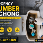 Emergency plumber repairing leaking pipe in Puchong